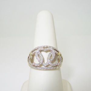 10K Gold .53 ctw Diamond Pave Heart Ring Size 7